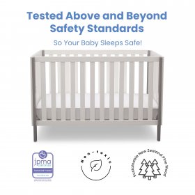 Delta Children Milo 3-in-1 Convertible Crib, Bianca White with Grey