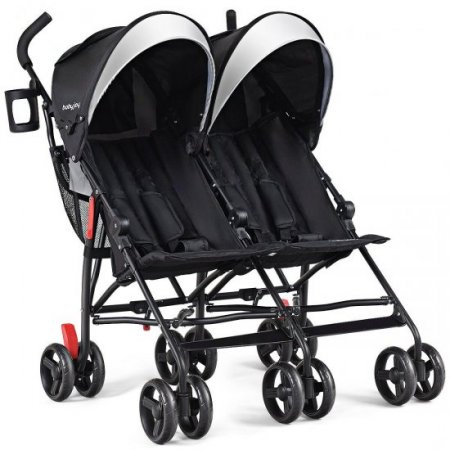 Baby-joy Foldable Twin Baby Double Stroller Kids Ultralight Umbrella Stroller Pushchair