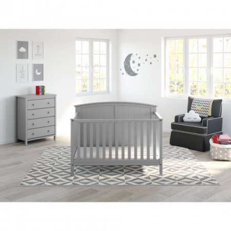 Storkcraft Steveston 4 in 1 Convertible Baby Crib, Pebble Gray