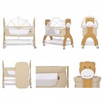 Dream On Me Cub Portable Bassinet, Rocking Cradle, Best for small living space, Compact Portable Bassinet in Beige