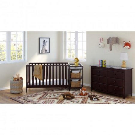 Storkcraft Pacific 4-in-1 Convertible Crib and Changer, Espresso