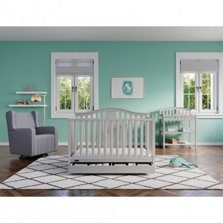 Graco Solano 4 in 1 Convertible Crib with Drawer Pebble Gray