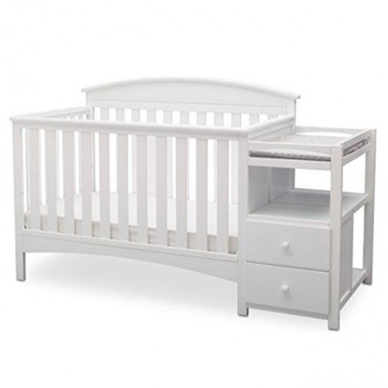 Delta Children Abby 4-in-1 Convertible Crib and Changer, Bianca White