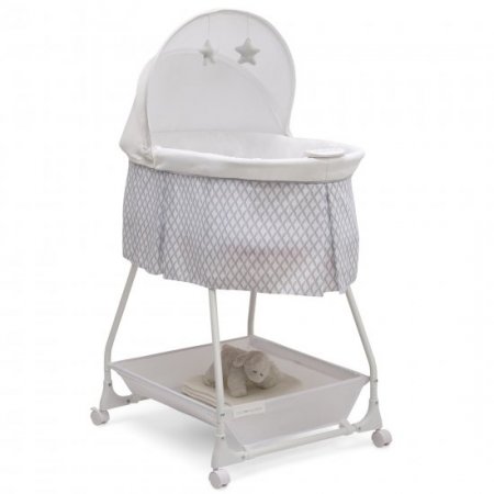 Delta Children Deluxe Soothing Dreams Bassinet, Grey Windchime