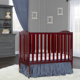 Dream On Me Birch 2-in-1 Folding Portable Mini Crib, Cherry