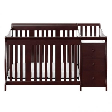 Baby Crib with Changing Table and 6 Drawer Double Dresser Set in Espresso