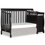 Dream On Me Brody 4-in-1 Fixed-Side Convertible Crib and Changing Table Combo, Black