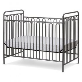 LA Baby Trinity 3 in 1 Convertible Full Sized Metal Crib, Alabaster White