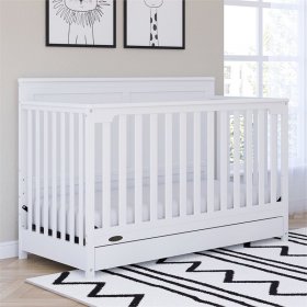 Rosebery Kids Traditional Wood 4 in 1 Convertible Crib with Drawer in White