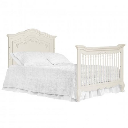 Evolur Aurora Deluxe Edition 5 in 1 Curved Convertible Crib I Fairytale Nursery I Easily Converts to Toddler Bed, 3-Position Adjustable Mattress Support I Curved Headboard And Footboard in Ivory Lace