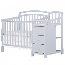 Dream On Me Casco 4-in-1 Mini Crib and Dressing Table, Pebble Gray