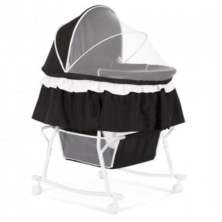 Dream On Me Lacy, Portable 2-in-1 Bassinet and Cradle in Black