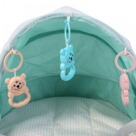 Shengshi Portable Bassinet For Baby Foldable Baby Bed Travel Sun Protection Mosquito Net Breathable Infant Sleeping Basket With Toys Blue