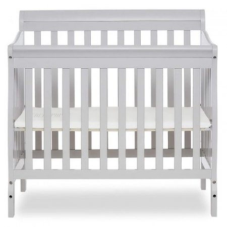 Dream On Me Aden 4-in-1 Convertible Mini Crib in Grey, Greenguard Gold Certified