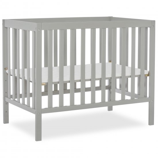 Dream On Me Edgewood 4-in-1 Convertible Mini Crib, Cool Grey