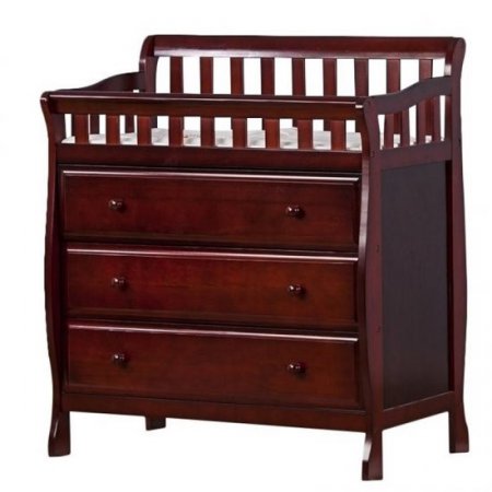 Baby Crib with Changing Table Dresser 2 Piece Set in Cherry