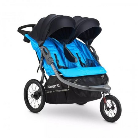 Joovy Zoom X2 Twin Double Jogging Stroller, Blue