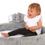 Lulyzoo Baby Infant-to-Toddler Lounge travel lightweight cozy portable Activity plush animal Play Mat & Bed Fold to a backpack, Elephant