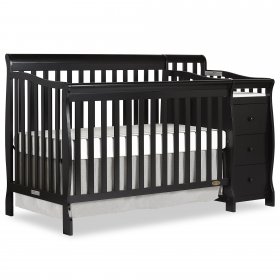 Dream On Me Brody 5-in-1 Convertible Crib with Changer, Black