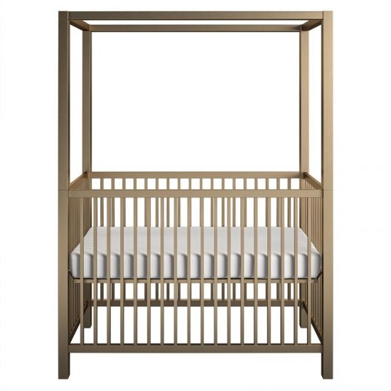 Rosebery Kids Contemporary Adjustable Gold Metal Canopy Crib