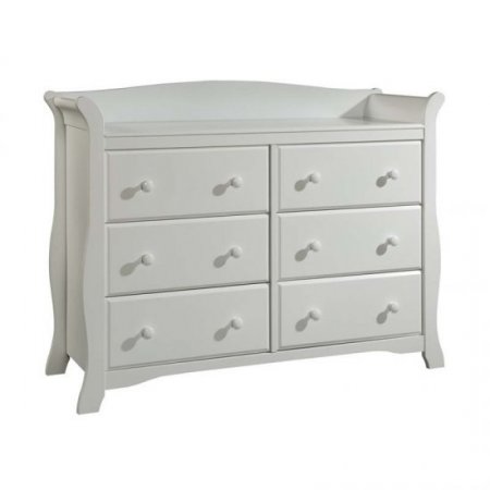 4-in-1 Convertible Baby Crib and 6-Drawer Double Dresser Set in Pure White