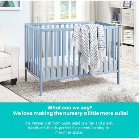 Suite Bebe Palmer 3-in-1 Convertible Island Crib, Baby Blue Finish