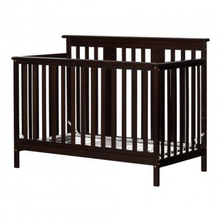 South Shore Little Smileys Baby Crib with Toddler Rail, Espresso