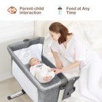 Baby joy Portable Baby Bed Side Sleeper Infant Travel Bassinet Crib W/Carrying Bag Grey