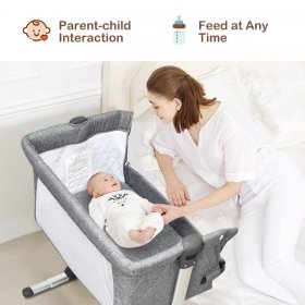 Baby joy Portable Baby Bed Side Sleeper Infant Travel Bassinet Crib W/Carrying Bag Grey