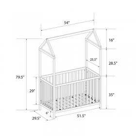 Rosebery Kids Transitional 3-in-1 Convertible Crib with Canopy in Gray