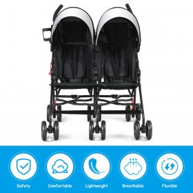 Baby-joy Foldable Twin Baby Double Stroller Kids Ultralight Umbrella Stroller Pushchair