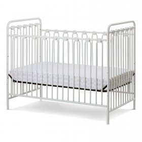 LA Baby Napa 3 in 1 Convertible Full Sized Metal Crib, Alabaster White