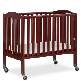 Dream On Me Birch 2-in-1 Folding Portable Mini Crib, Cherry