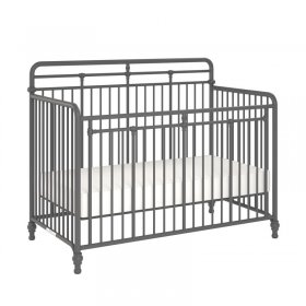 Rosebery Kids Traditional Metal 3 in 1 Convertible Crib in Grey