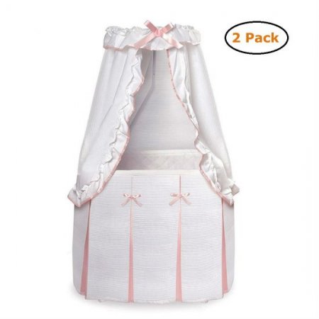 Badger Basket Majesty Bassinet, White/Pink, Pack of 2