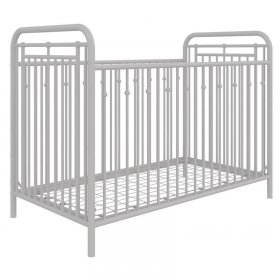 Rosebery Kids Contemporary Metal Crib Nursery Furniture in Dove Gray