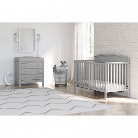 Graco Benton 4-in-1 Convertible Crib (Pebble Gray) Solid Pine and Wood Product Construction, Converts to Toddler Bed, Day Bed, and Full Size Bed (Mattress Not Included)