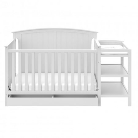 Storkcraft Steveston 4-in-1 Convertible Crib and Changer with Drawer, White