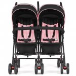 Dream On Me Volgo Umbrella Stroller Side-by-Side Stroller Double Stroller, Pink