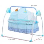 OUKANING Baby Crib Cradle USB Port Timer Folding Auto-Swing Rocking Bassinet Mosquito Net Bluetooth 3 Gears Adjustable W/RC Blue