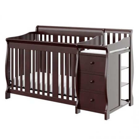 Baby Crib with Changing Table and 6 Drawer Double Dresser Set in Espresso