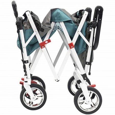 Push and Pull Creative Outdoor Stroller Wagon with Removable Canopy Teal