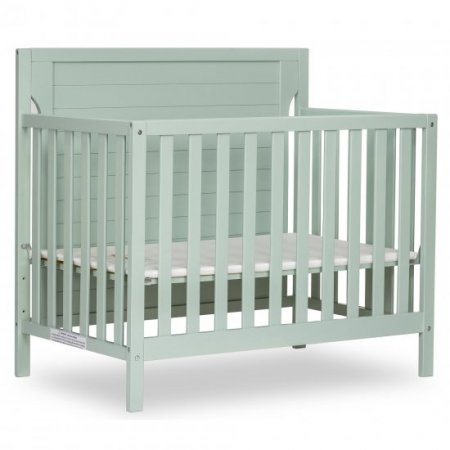 Dream On Me Bellport 4 in 1 Convertible Mini/ Portable Crib I Mini Baby Crib I Includes 1.5 Mattress In Light Seafoam Green