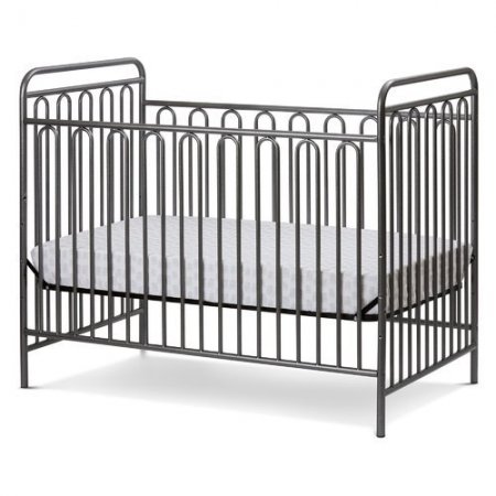 LA Baby Trinity 3 in 1 Convertible Full Sized Metal Crib, Alabaster White