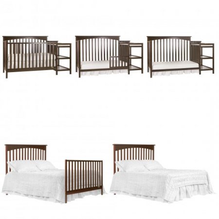 Dream On Me Chloe 5-in-1 Convertible Crib and Changer, Espresso