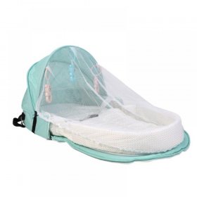 Shengshi Portable Bassinet For Baby Foldable Baby Bed Travel Sun Protection Mosquito Net Breathable Infant Sleeping Basket With Toys Blue