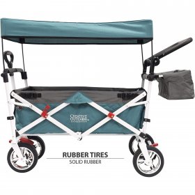 Push and Pull Creative Outdoor Stroller Wagon with Removable Canopy Teal