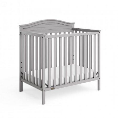 Graco Stella 4-in-1 Convertible Mini Crib with Bonus Mattress, Pebble Gray