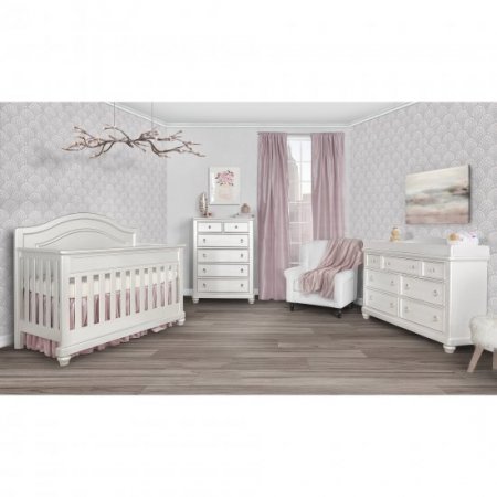 evolur Signature Glam 5 In 1 Convertible Crib, Pearl White