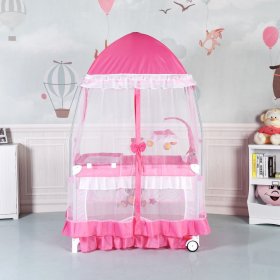 Costway Portable Baby Playpen Crib Cradle Bassinet Changing Pad Mosquito Net Toys w Bag